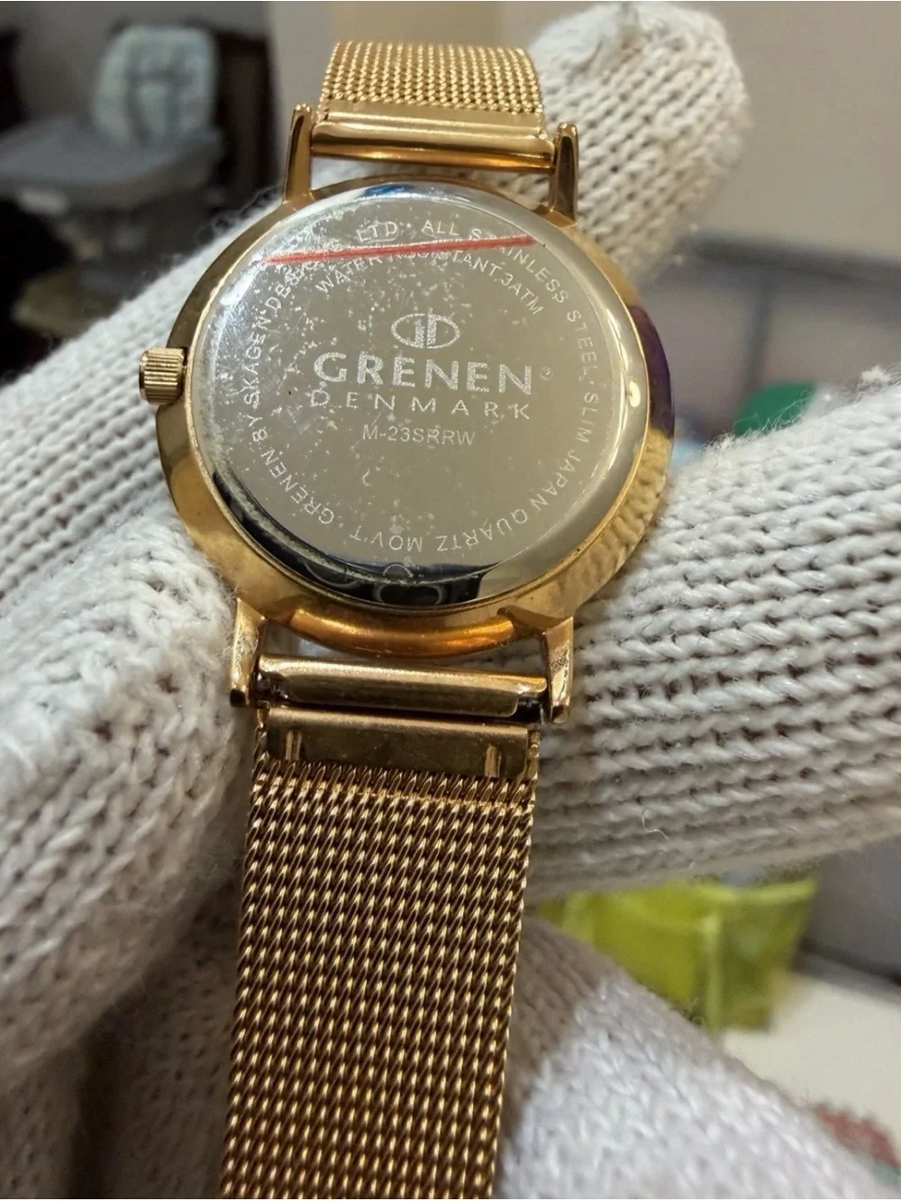 Skagen Grenen M-23SRRW Womens Watch Rose Gold Mesh Band Mother of Pearl Dial